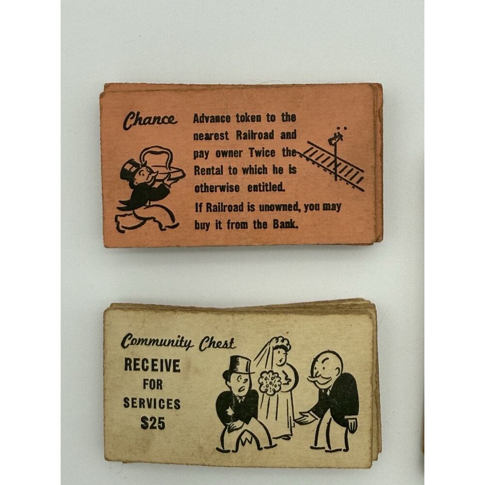 Vintage 1946-51 Parker Brothers Monopoly Game Great shape wood pieces no board - Picture 8 of 12
